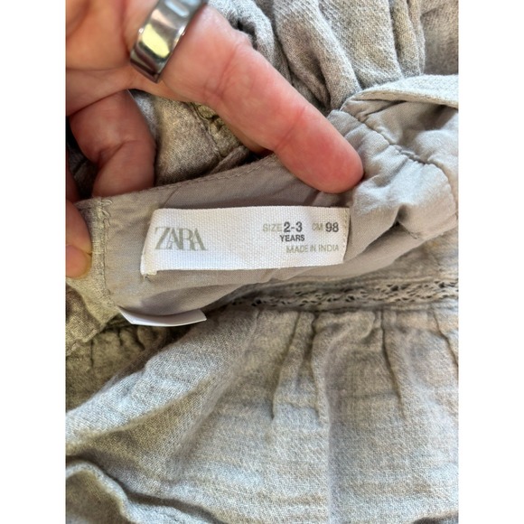 Zara Girls Sz 4-5 Embroidered Peasant Boho Prairie Dress Soft Puff Sleeve Flowy - Picture 2 of 10